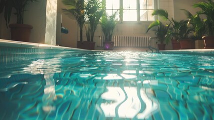 Image showing the enjoyment of an indoor heated swimming pool