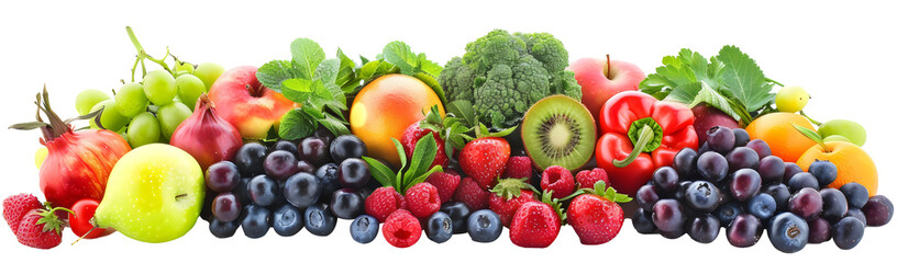 variety of fresh fruits and vegetables isolated png 