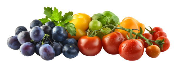 variety of fresh fruits and vegetables isolated png 