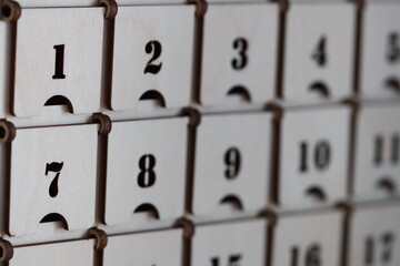 Detailed view of calendar numbers, suitable for scheduling concepts