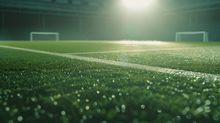 Obraz premium Soccer stadium field in day mood with light : Generative AI