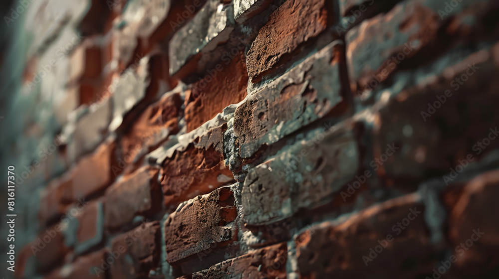 Aufkleber Brick background closeup in diffused light : Generative AI