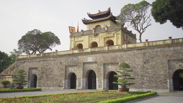 Imperial Citadel of Thang Long, Tourist attraction landmark in urban city town of Hanoi, Vietnam.