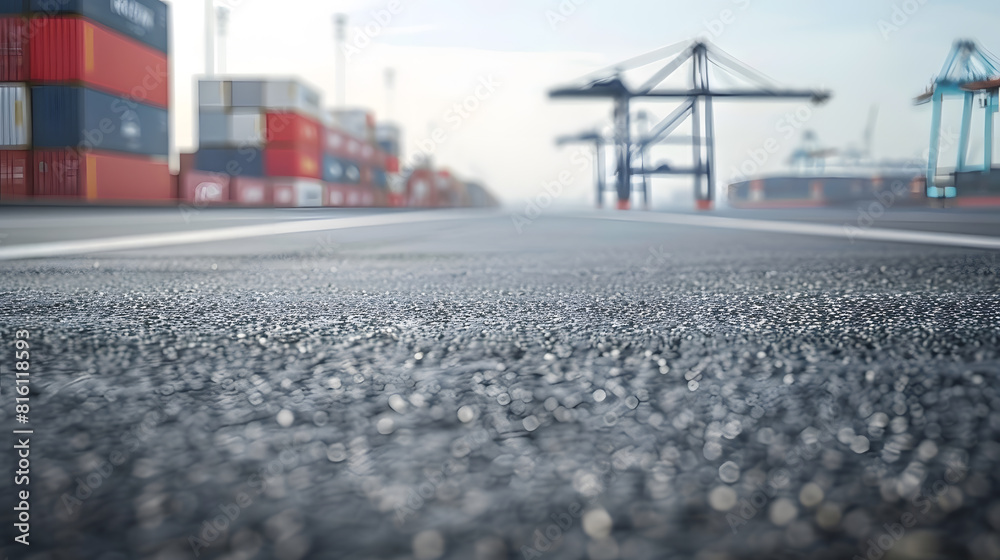 Aufkleber empty asphalt road and container port background : generative ai