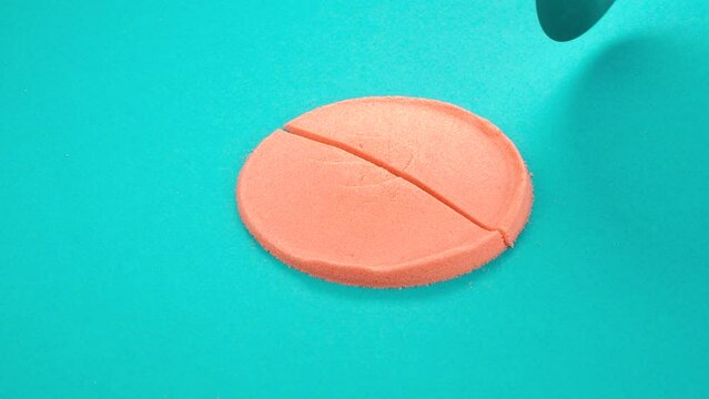 Very Satisfying and Relaxing Kinetic Sand ASMR video. Cutting anti stress macro close up colorful Kinetic Sand with a Knife. ASMR sounds.