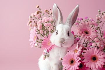 easter bunny with pink flowers