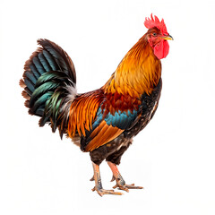 Fototapeta premium Domestic rooster on white background
