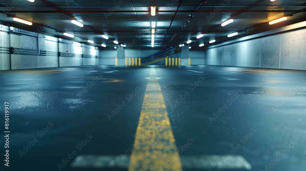 Poster empty concrete road for parking lot to display with futuristic style : generative ai