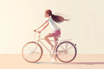 A girl is riding a bicycle