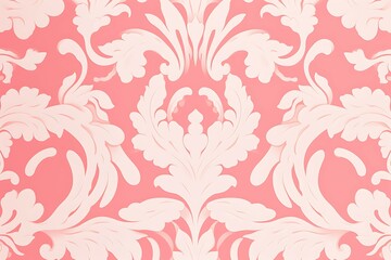 Fototapeta premium Pink wallpaper with damask pattern