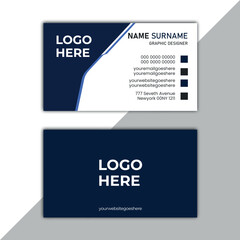 Blue color Modern professional Double-sided business card clean design vector illustration.
