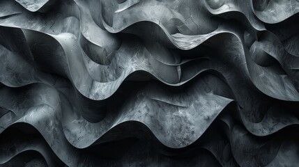 Obraz premium Artistic grayscale image showcasing a series of flowing, wavelike patterns in high detail