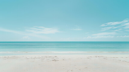 Empty tropical beach and seascape Beautiful sandy beach and sea in sunny dayBlue sky in good weather day Beach sea space area nature background : Generative AI