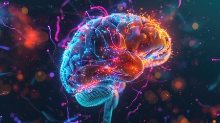 Fototapeta premium human brain showing neurons firing and neural extensions