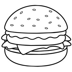 Burger Line Art Illustration for coloring page 