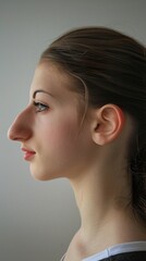 Fototapeta premium Beautiful young woman with hooked nose, sideprofile