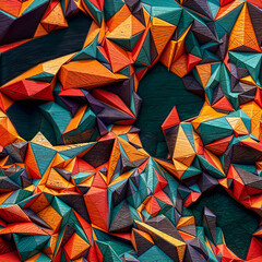 Modern colorful triangles abstract seamless background, 3d realistic style. Generative ai