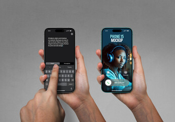 Hands Holding Phone 15 Mockup