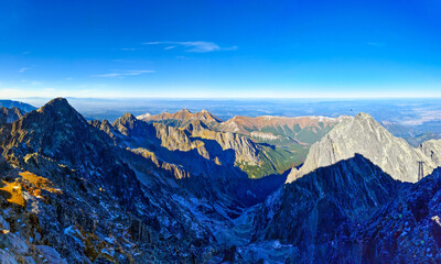 Fototapeta premium Panorama view from Lomnicky Stit in Tatras. Slovakia