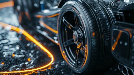 Obraz premium Close up charging an electric car battery new innovation hyper realistic 
