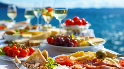 Fototapeta premium romantic breakfast on a yacht