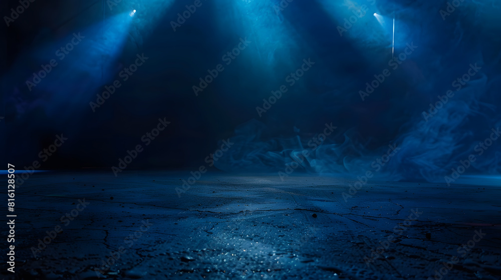 Poster dark street asphalt abstract dark blue background empty dark scene neon light spotlights the concret