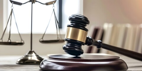 Legal Concepts in the Stock Market: Gavel, Judge, and Law Scale. Concept Legal Concepts, Stock Market, Gavel, Judge, Law Scale