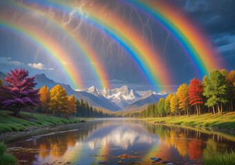 rainbow over the river