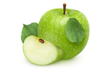 Green apples on isolated white background