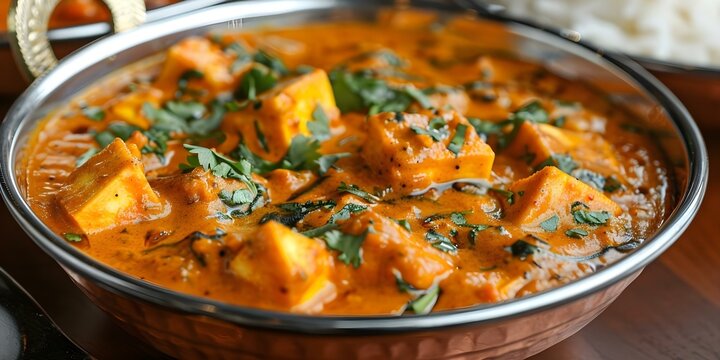 Delicious Paneer Bater Masala Dish at an Indian Restaurant. Concept Indian Food, Paneer Bater Masala, Restaurant Dining, Traditional Dish