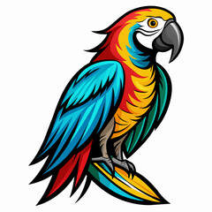 a-macaw--woodcut-style--white-background