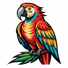 a-macaw--woodcut-style--white-background