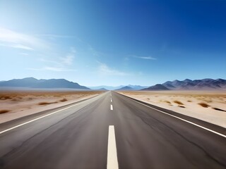 Naklejka premium Desert road and mountains landscape