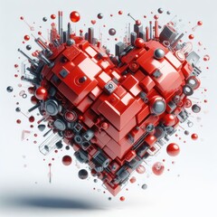 Fototapeta premium 3D red heart isolated on white background