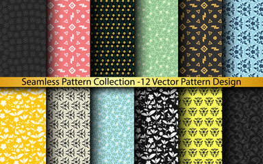 Seamless Pattern Collection Floral ornamental decorative repeatable texture vector pattern set college for print paper fabric textile web wallpaper background