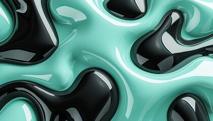 An eye-catching abstract image with fluid turquoise and black forms, a vibrant choice for an attention-grabbing wallpaper or background
