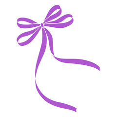Curly ribbon with bow. Beautiful decorative elegant tape.