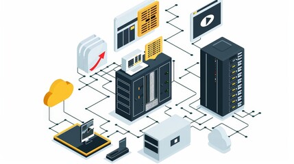Obraz premium diagram of data backup, tape back up and server replication for disaster recovery strategy 