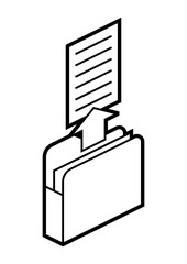 Folder for paper icon in isometry. Downloading information and files. Image for website, app, logo, UI design.