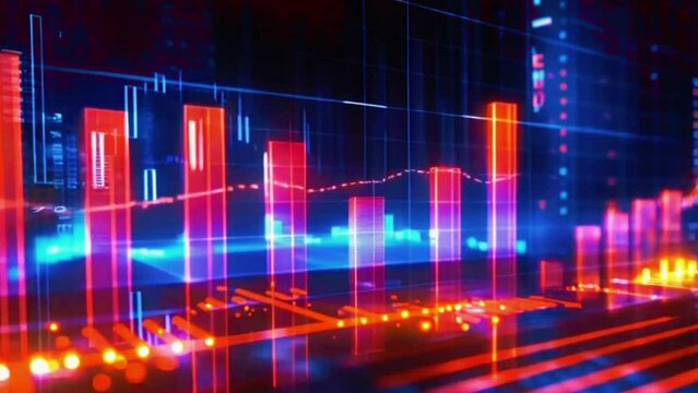 A bar chart illustrating the distribution of analyst ratings for a particular stock, 4K stock market graph Background High-Quality Hyper-realistic Animation Video
