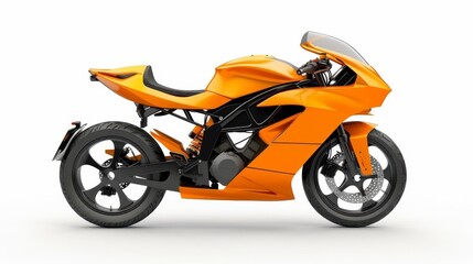Obraz premium orange sport bike motorcycle isolated on white side view studio photo