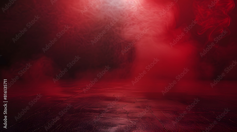 Poster abstract technology dark red empty street asphalt floor studio room with smoke floating up the inter