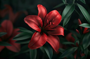 The dark elegance of a red lily stands out as a top wallpaper choice, perfect for an abstract yet best-selling background