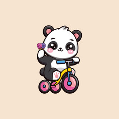 cycle panda logo design, vector logo design, illustration  