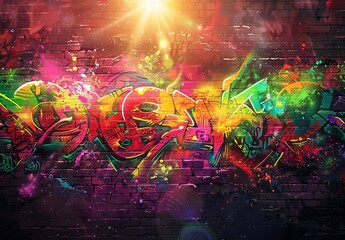 An explosive abstract graffiti art wallpaper, perfect as a vibrant, urban-style best seller background