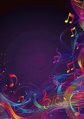 Vibrant music notes flowing on an abstract background make this image a potential best seller for wallpaper designs