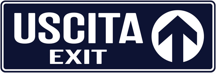 Sign inidcating the exit in english and italian language 