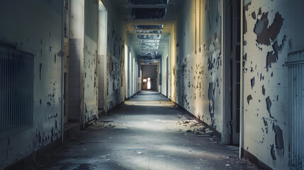 Dirty Hallway in an Abandoned Building : Generative AI