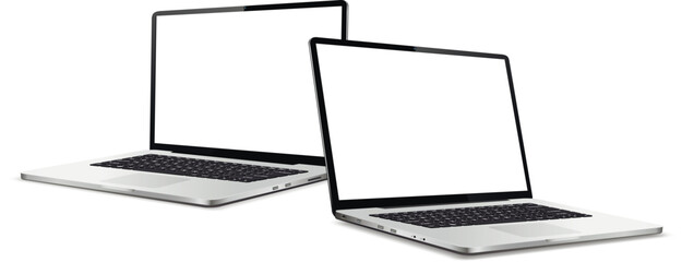 Two laptops with blank screen mock up