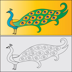 Peacock vector graphic design and EPS file.